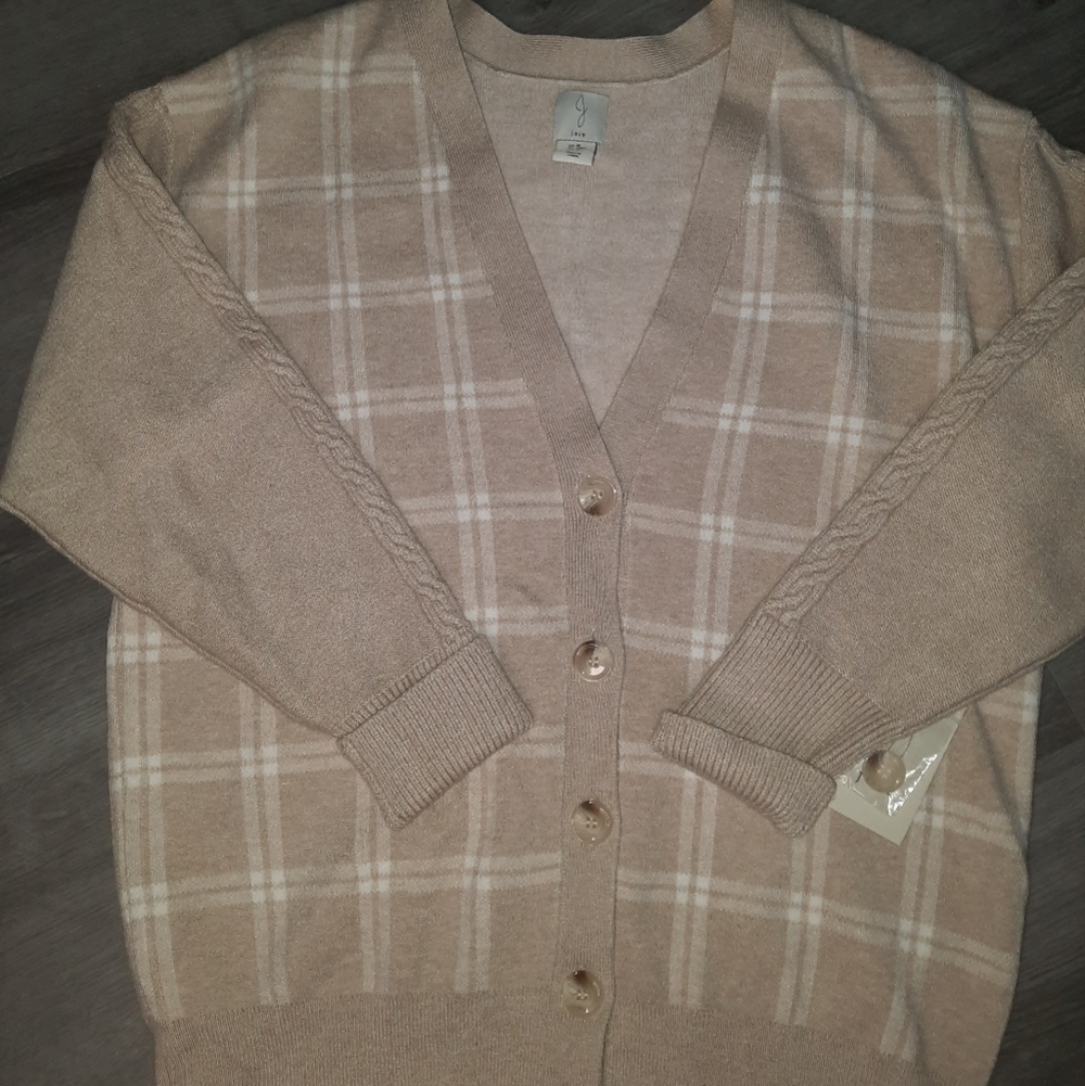 NWT Joie Button Up Checkered Print Sweater